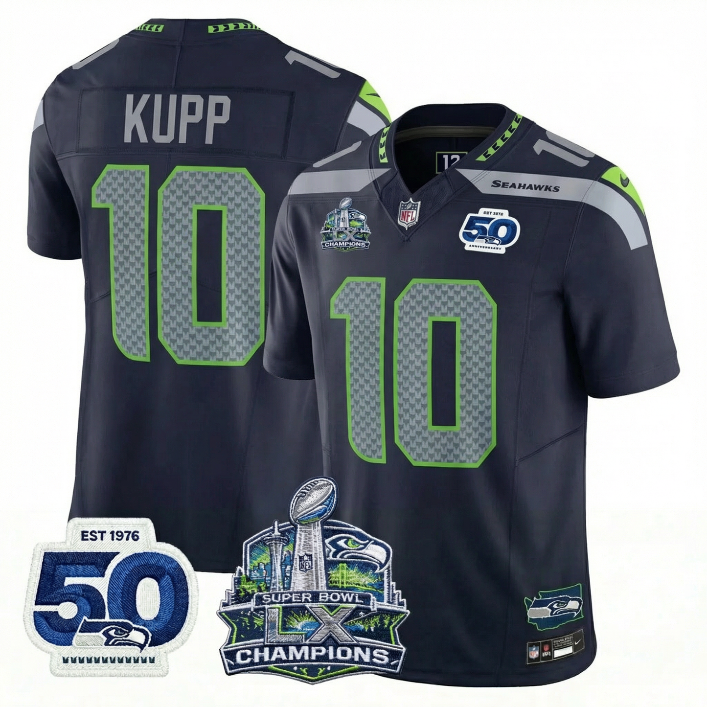 SEA S.Bowl LX Champions Patch Vapor Limited Jersey - All Stitched