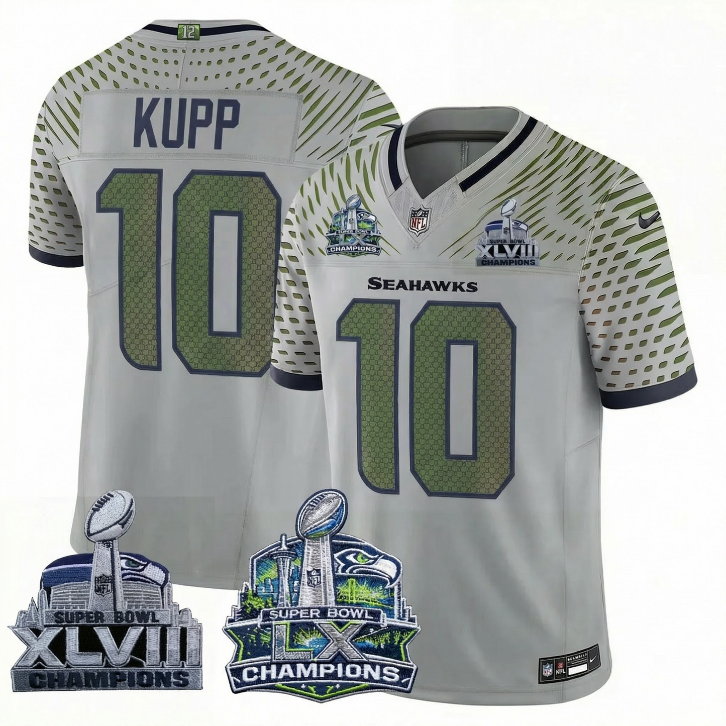 SEA 2x S.Bowl Champions Patch Vapor Limited Jersey - All Stitched