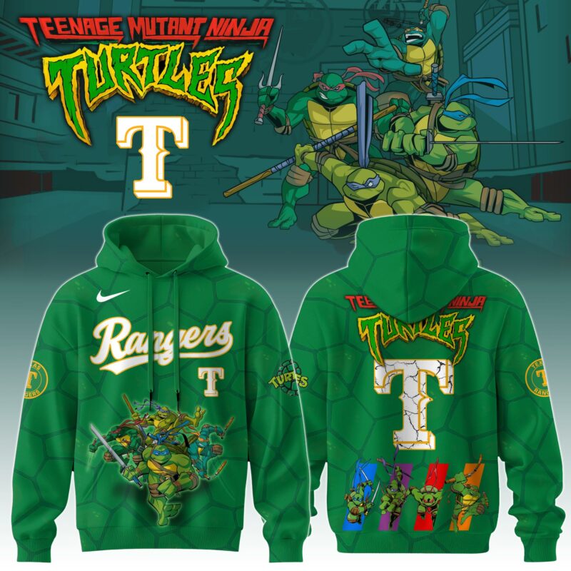 .        Texas Rangers MLB x Ninja Turtles Special Edition Hoodie 2025