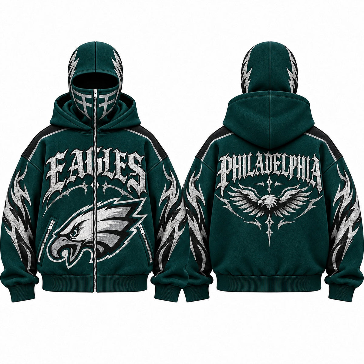 PHI Gothic Style Mask Zip Up Hoodie - Printed V2