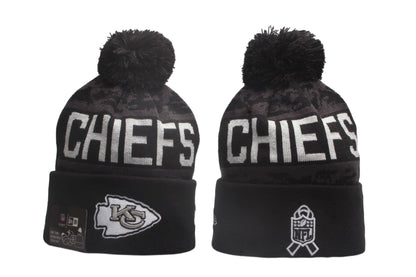Football Salute to Service Cuffed Knit Hat with Pom - Embroidered Patch