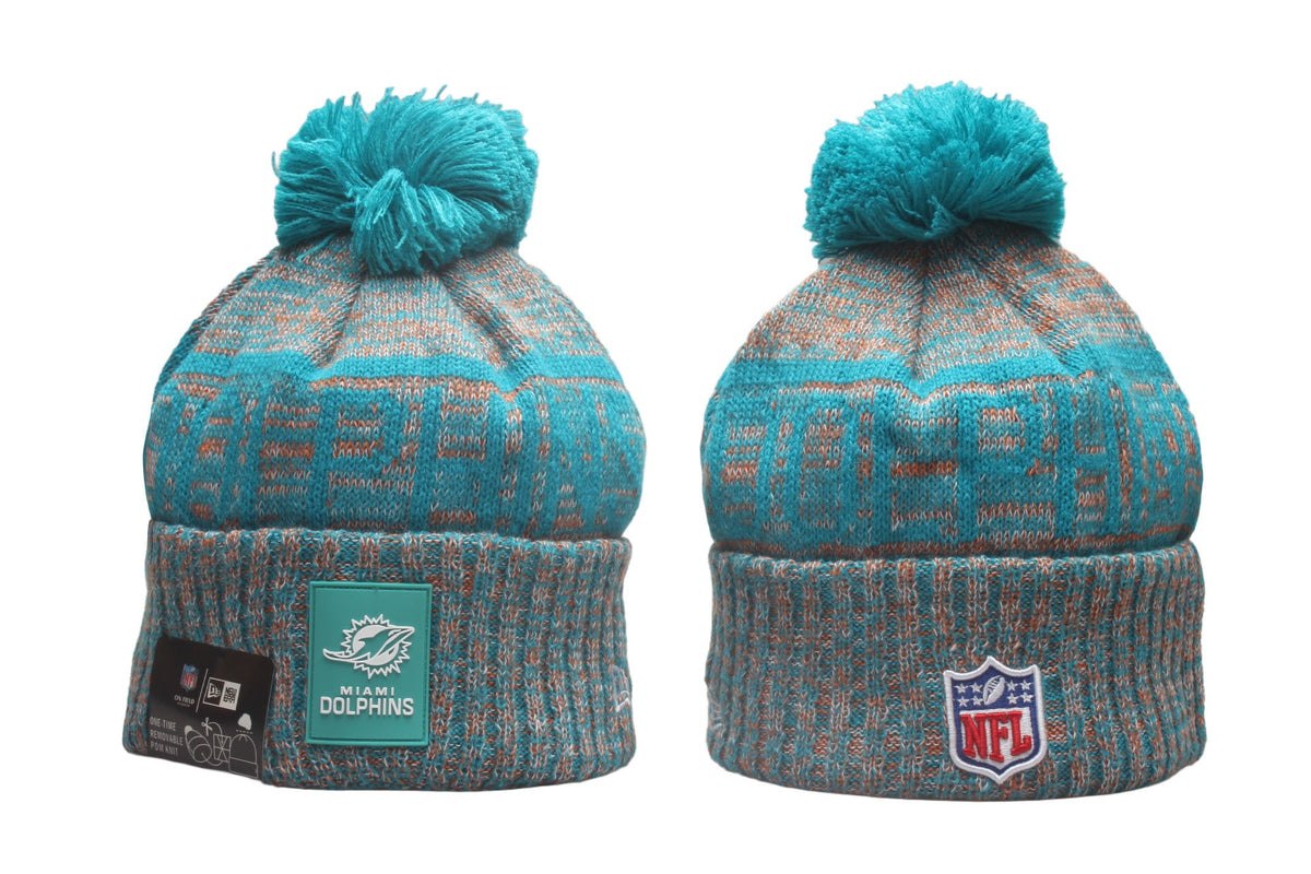 MIA Cuffed Knit Hat with Pom - Rubber Patch