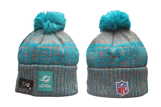 MIA Cuffed Knit Hat with Pom - Rubber Patch