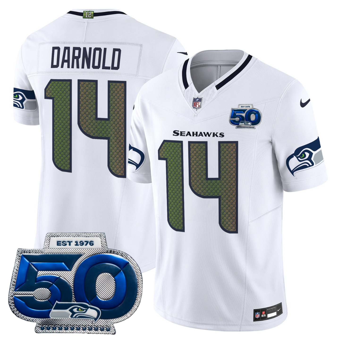 Seattle Seahawks 2025 "Rivalries" 50th Season Patch Vapor Limited Jersey - All Stitched