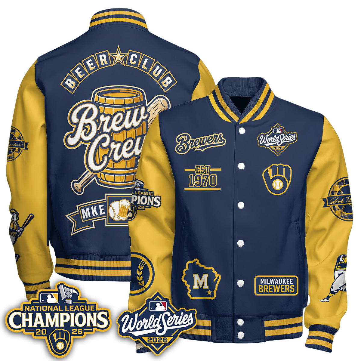 MIL NL Champions x Brew Crew Limited Edition Varsity Jacket - Printed