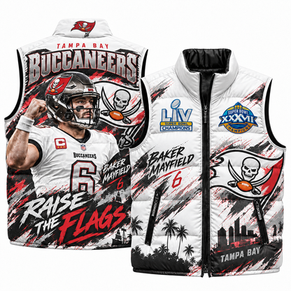 TB Baker Mayfield #6 Puffer Vest - Printed
