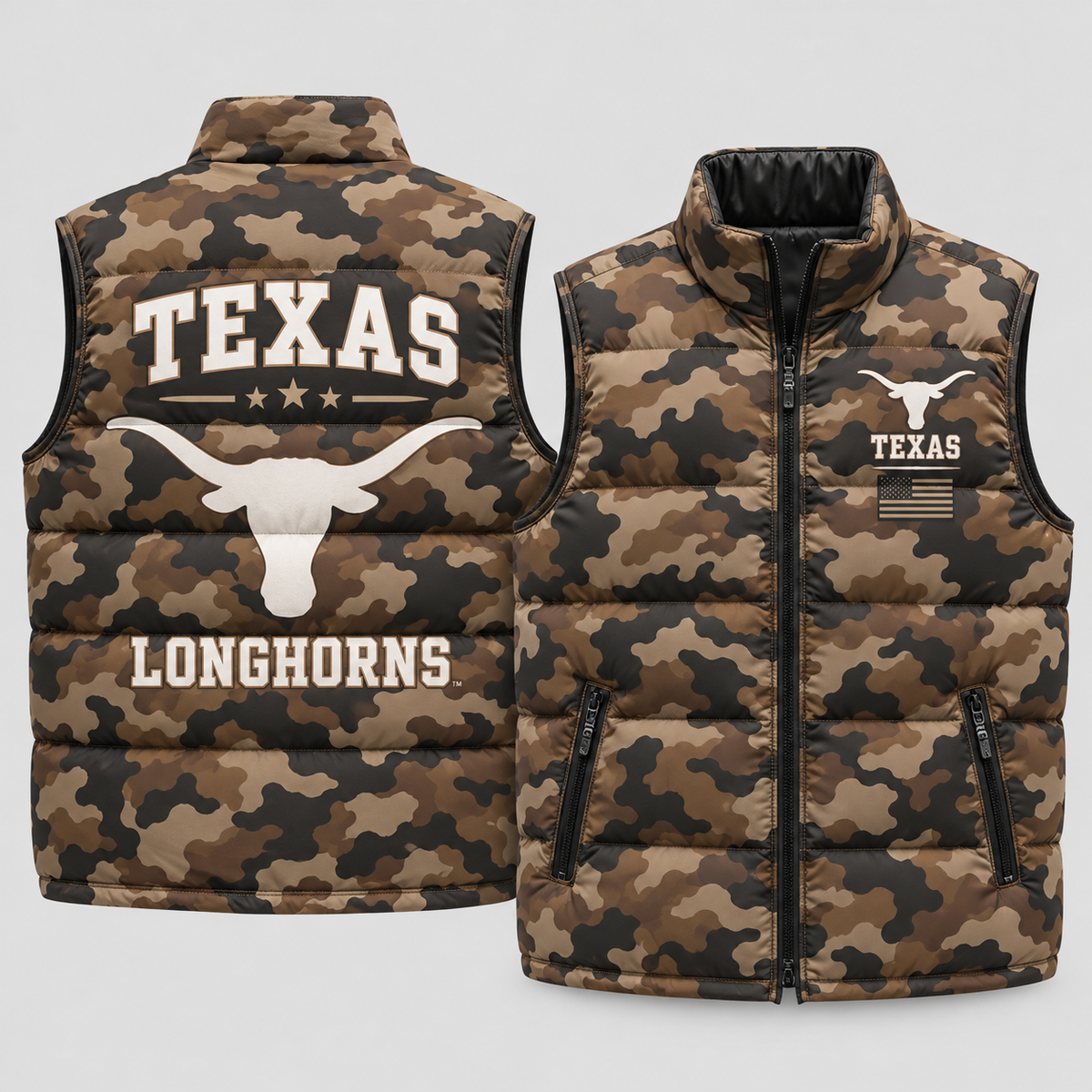 TEX 2026 Military Appreciation Camo Puffer Vest - Printed