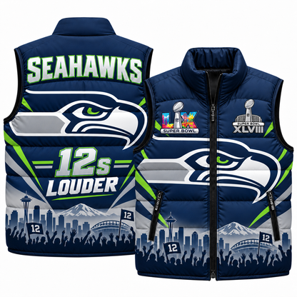 Seattle Seahawks "12s Louder" Edition Puffer Vest - Printed