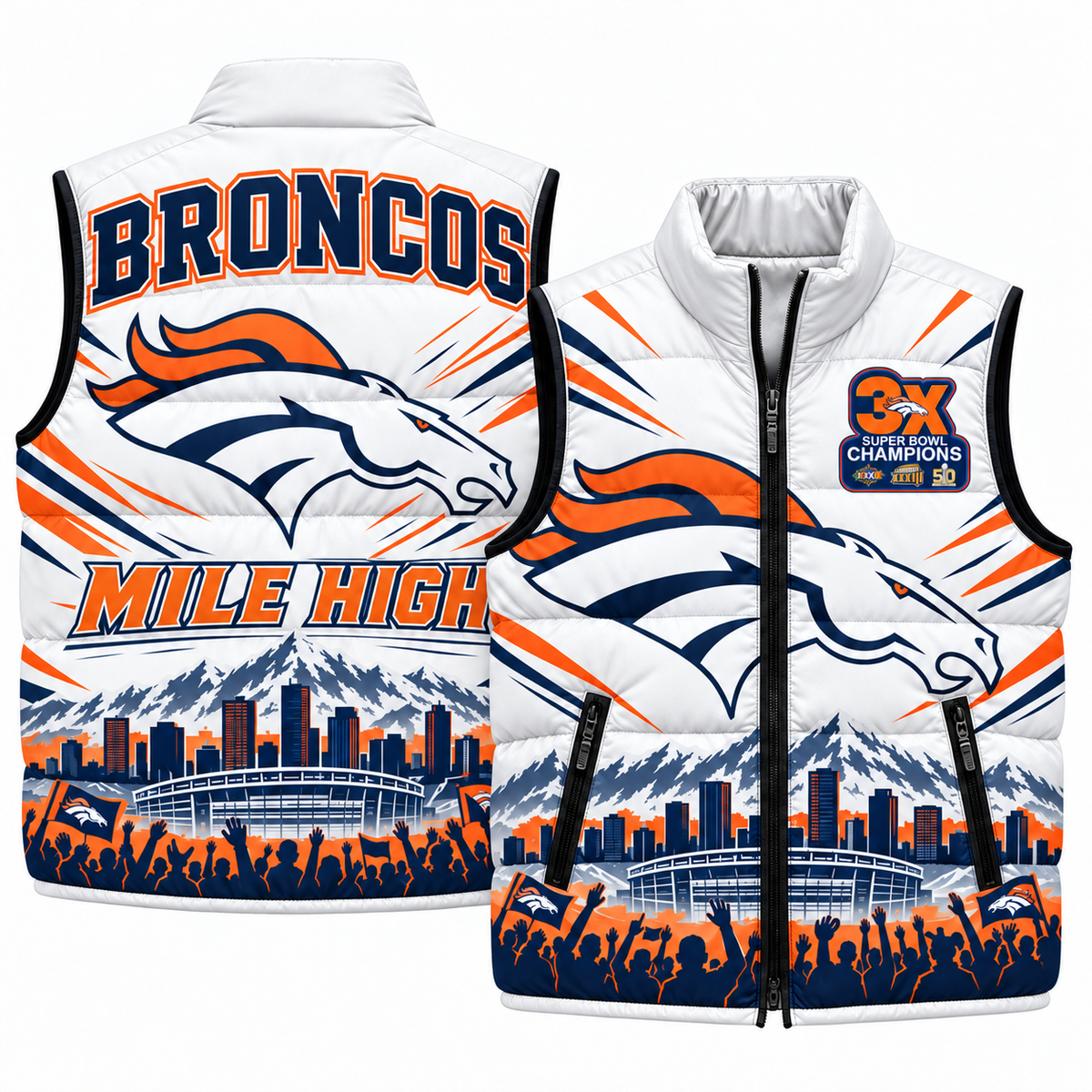 DEN "Mile High" Edition Puffer Vest - Printed V3