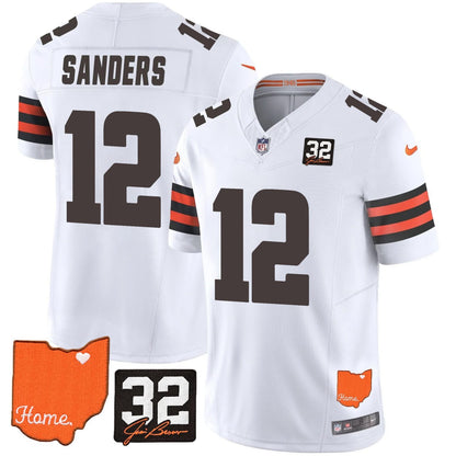 Browns #32 Jim Brown Memorial & Home Patch Vapor Limited Jersey N1 - All Stitched