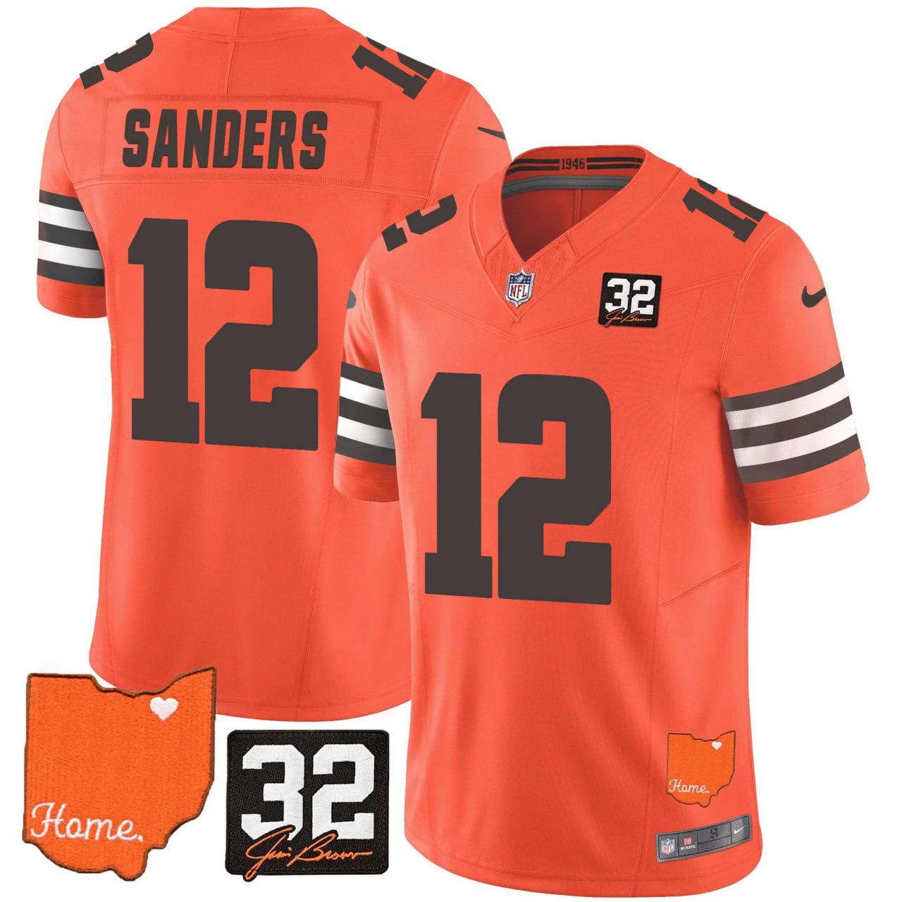 Browns #32 Jim Brown Memorial & Home Patch Vapor Limited Jersey - Stitched