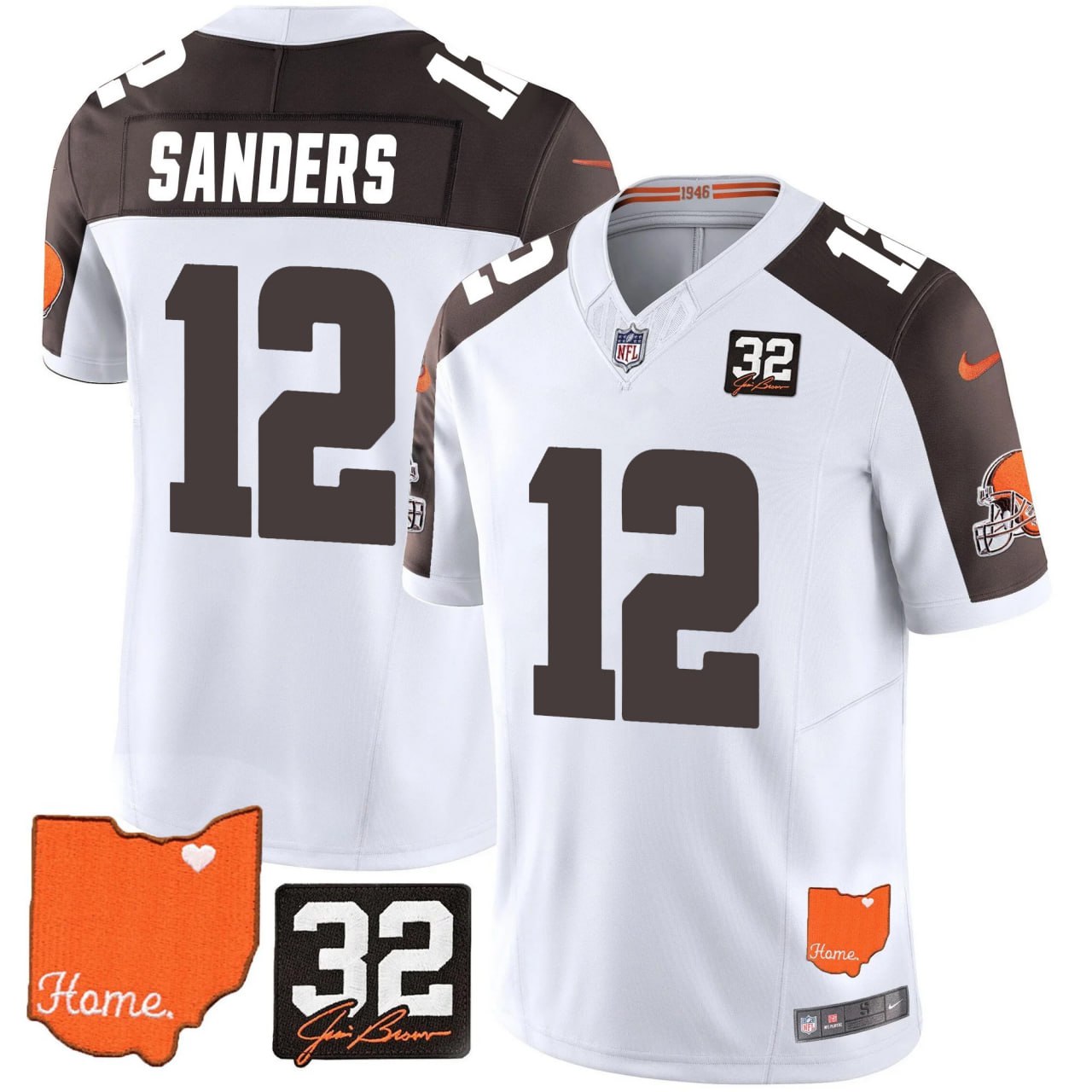 Browns #32 Jim Brown Memorial & Home Patch Vapor Limited Jersey - Stitched