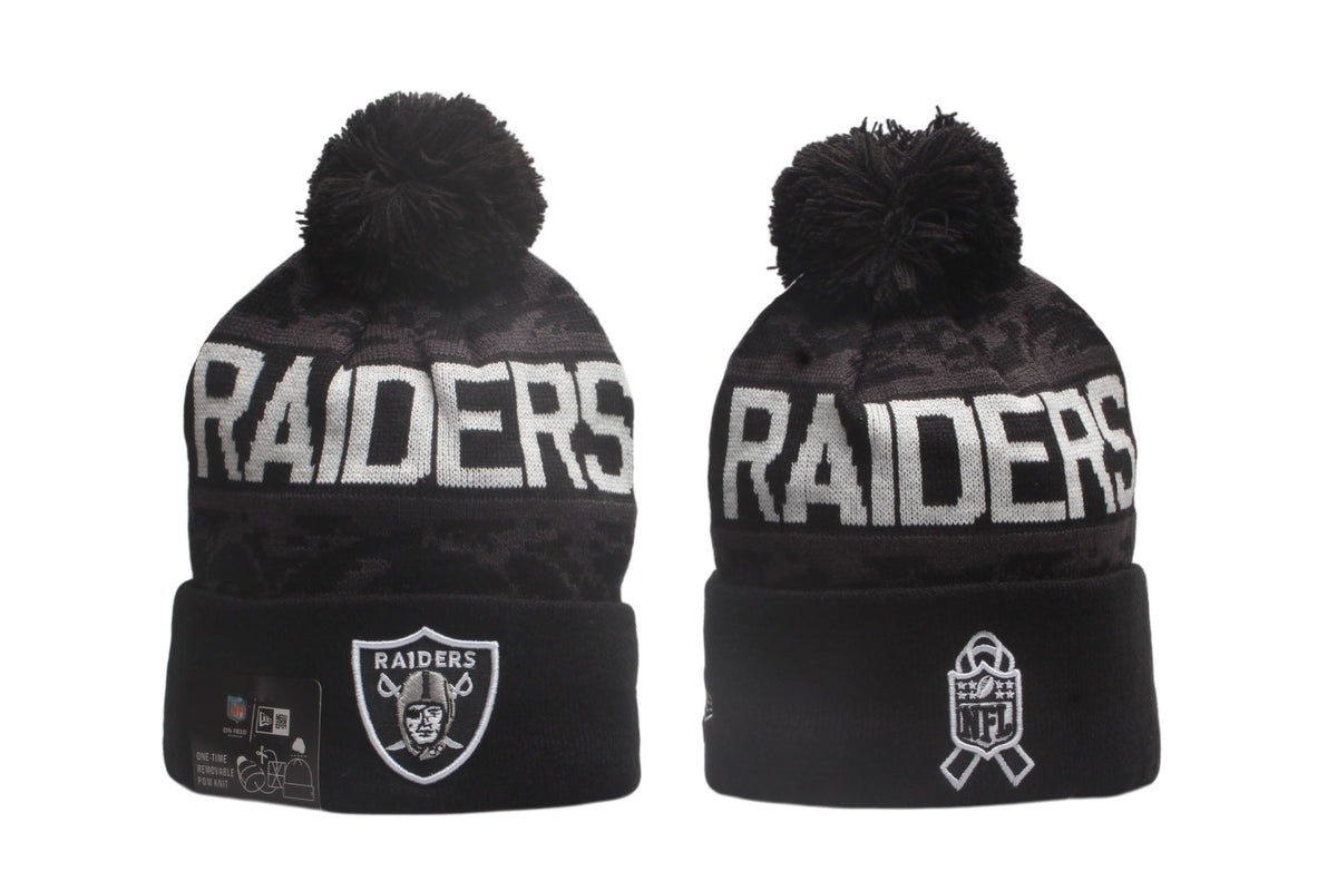 Football Salute to Service Cuffed Knit Hat with Pom - Embroidered Patch