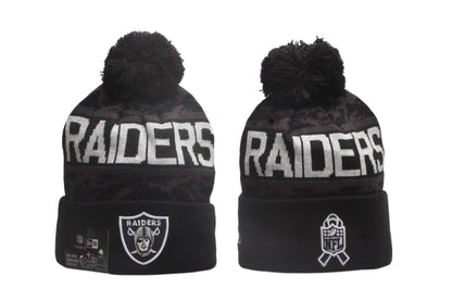 Football Salute to Service Cuffed Knit Hat with Pom - Embroidered Patch