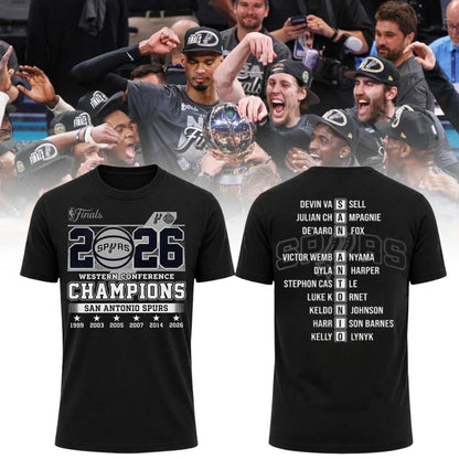 SAS 2026 Western Conference Champions Black Printed T-Shirt