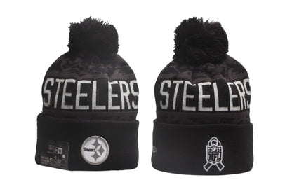 Football Salute to Service Cuffed Knit Hat with Pom - Embroidered Patch