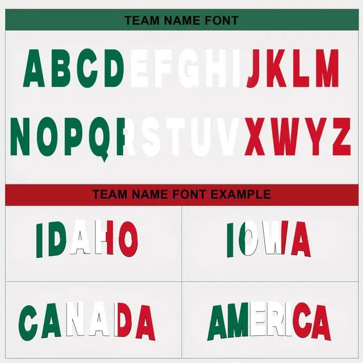 CUSTOM WHITE ALTERNATE RED-GREEN MEXICO BASEBALL JERSEY - EMBROIDERED