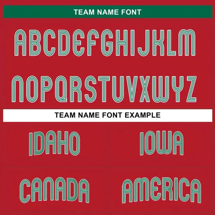 CUSTOM RED GREEN MEXICO BASEBALL JERSEY - EMBROIDERED