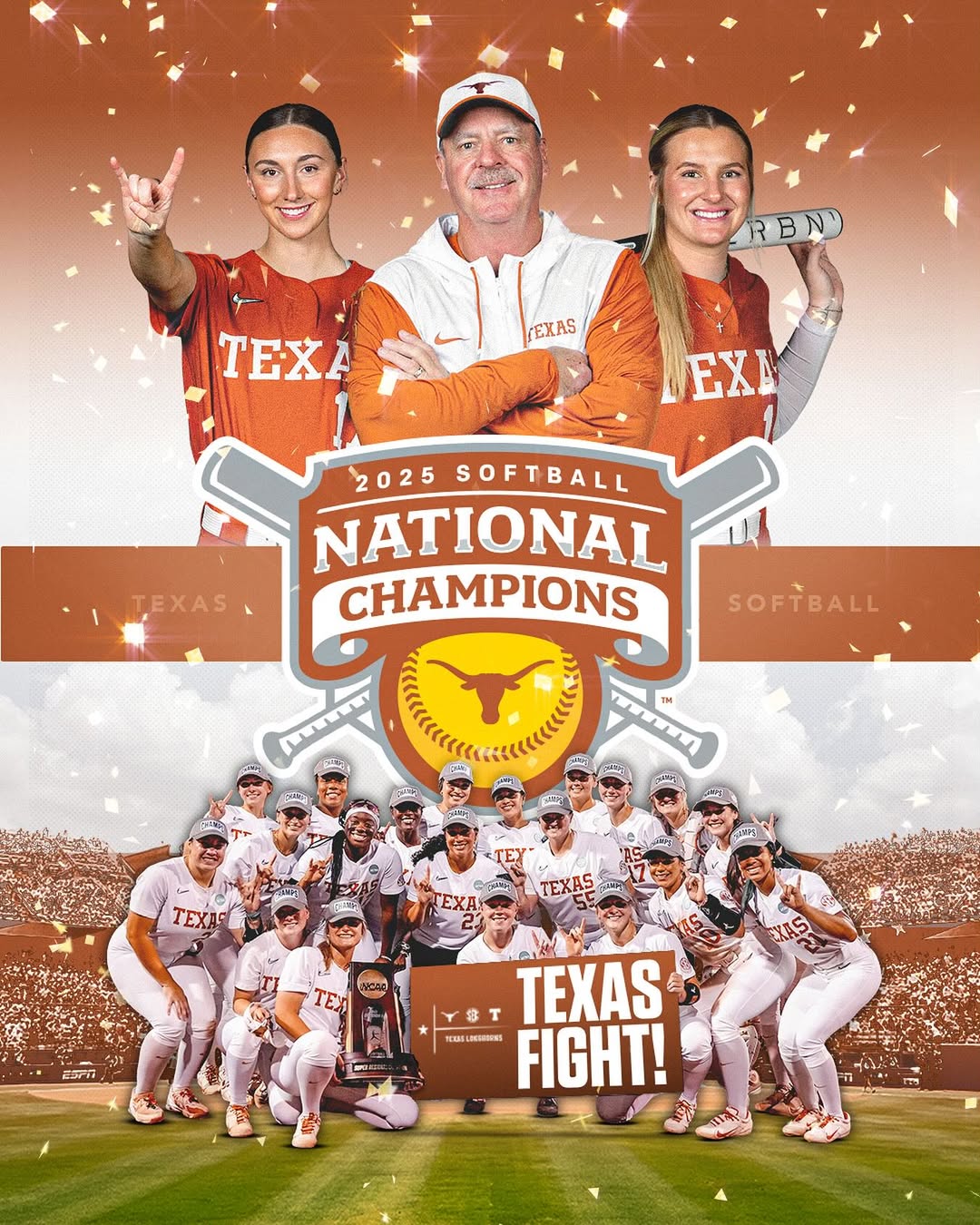 TEX Softball 2025 World Series Champions Limited Custom Jersey - All Stitched