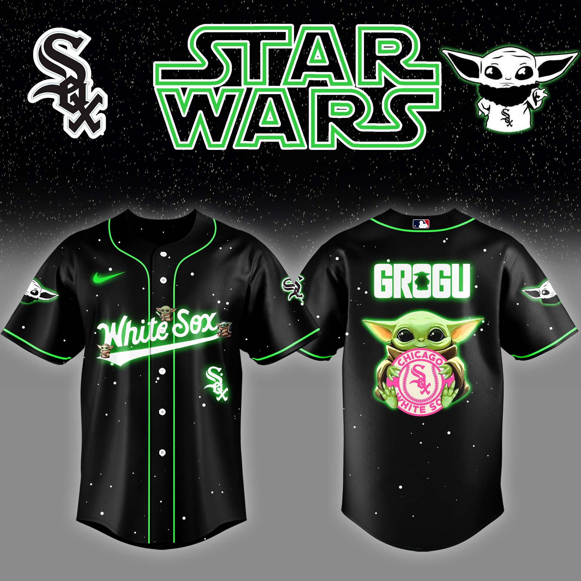 Chicago White Sox x Stars Wars Grogu Night Baseball Jersey Editions Limited v3